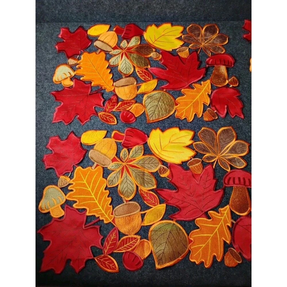 Leaves Mushrooms Acorns Fall Autumn Placemats Die Cut Cutout Set Of 4